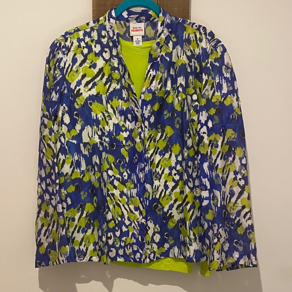 Ruby Rd. Vibrant Blue and Lime Top